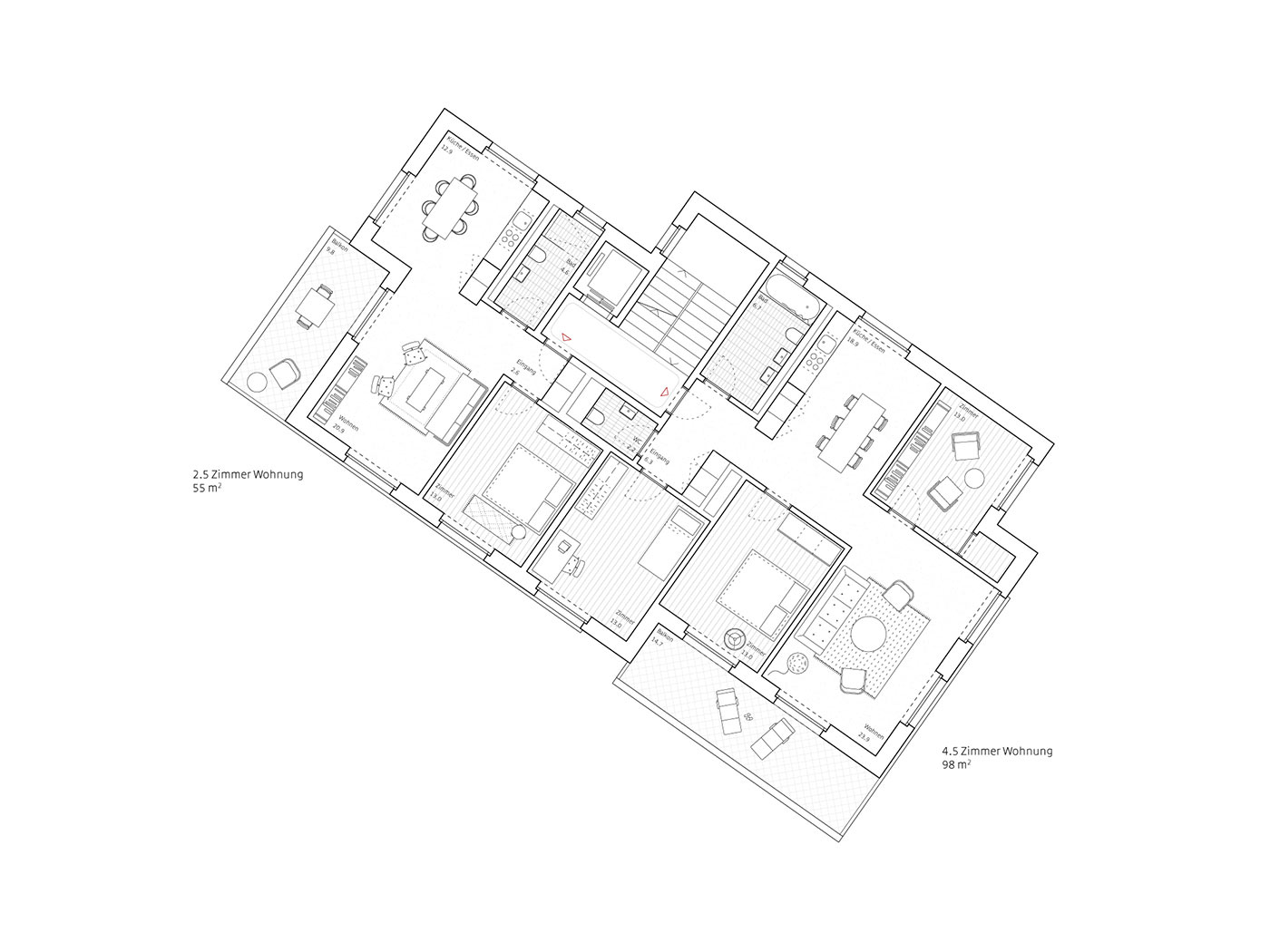 Wohnungsbau – Sammlung von Typologien & Wohnbaugrundrissen