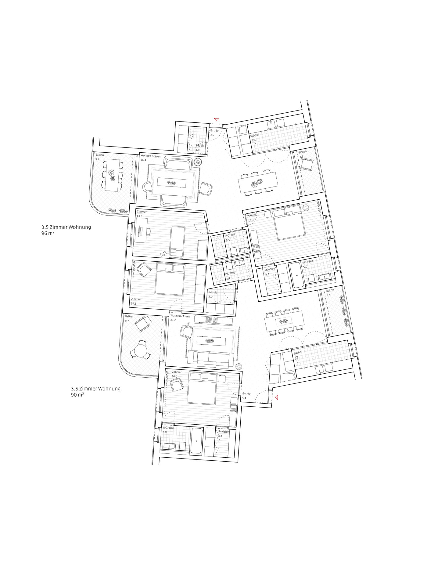 Wohnungsbau – Sammlung von Typologien & Wohnbaugrundrissen