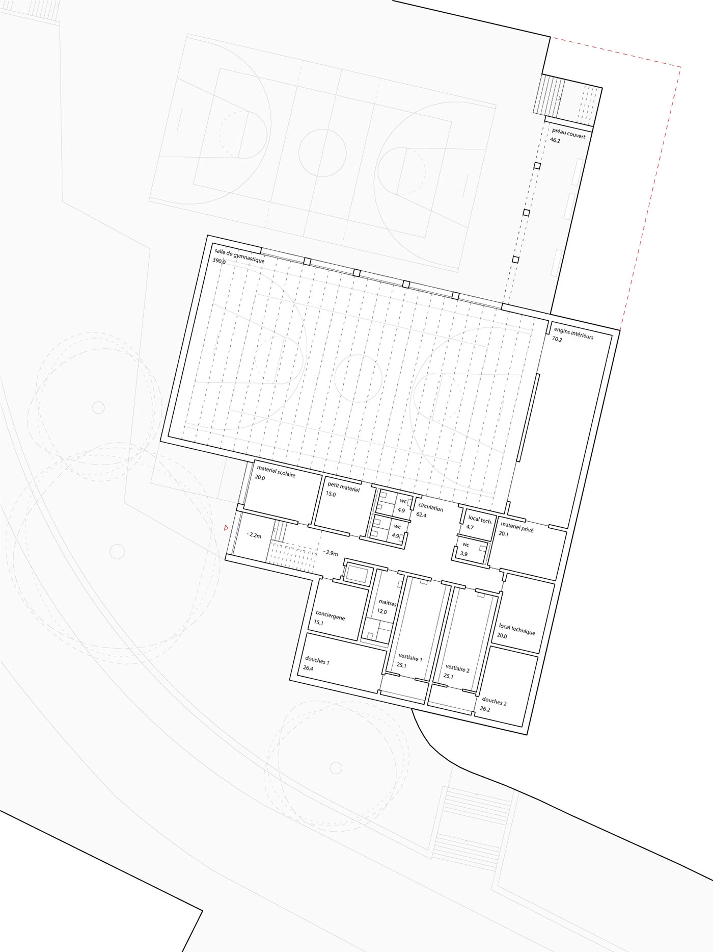 Sainte Croix – Salle de gymnastique et locaux ppls